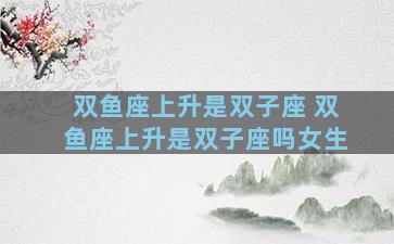 双鱼座上升是双子座 双鱼座上升是双子座吗女生